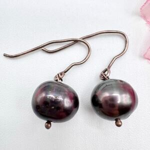 Purple Baroque Pearl Earrings Silver Ear Wires Minimalist Pearlcore Acid Tested